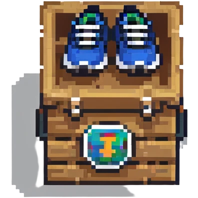 2d power up crate with a running shoe symbol for speed boost emoji