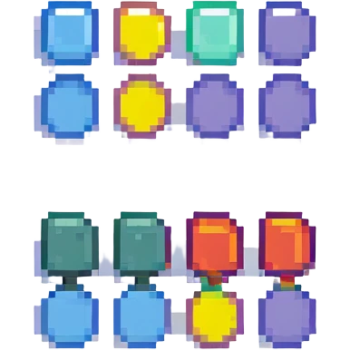 A set of four colorful dots in a row, each dot is a different color, simple and clean emoji