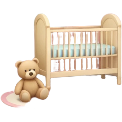 Cozy baby room with crib and teddy bear emoji