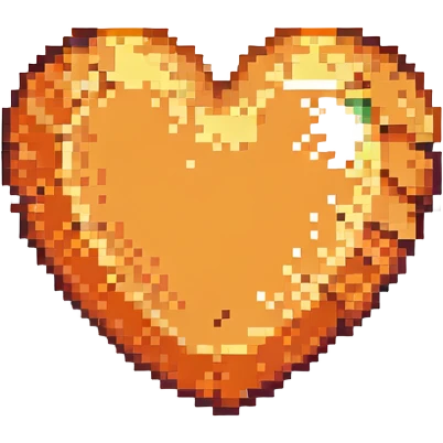 orange heart, pixel art style, small and vibrant emoji