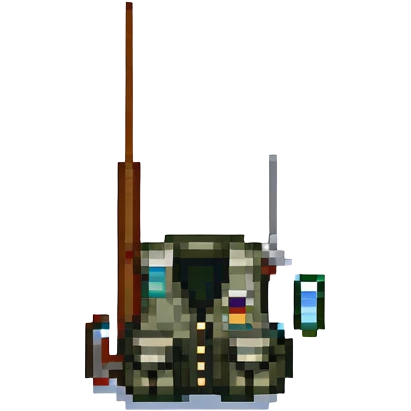 a fishing vest with gear emoji