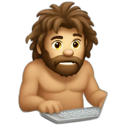 caveman coding in a cave emoji