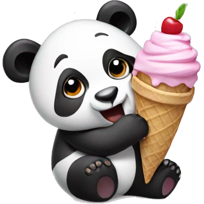 Panda eating ice cream emoji