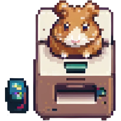hamster on top of a printer, pixel art style emoji