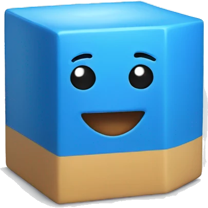 A blue cube with face emoji