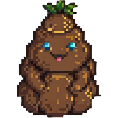 happy poop pixel art, smiling emoji