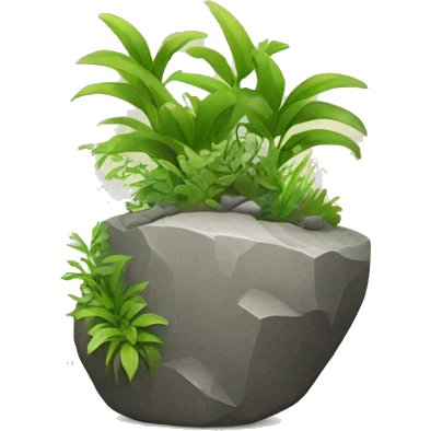 rock with plants emoji