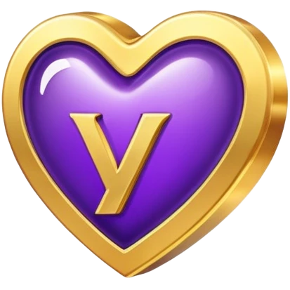 The golden Letter “Y” inside a Purple Heart emoji