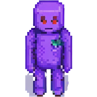 Purple Guy from FNAF, pixel art, standing pose emoji