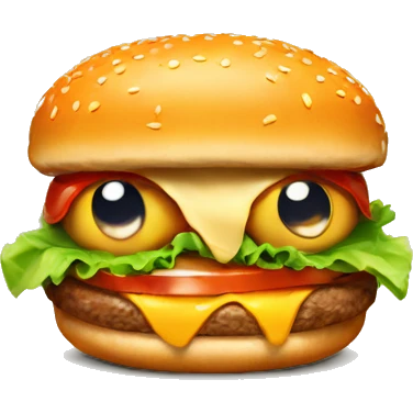the angry burger showing big eyes emoji