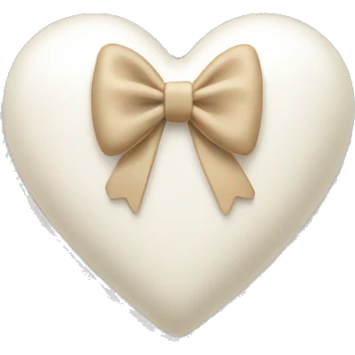 white heart with beige bow emoji