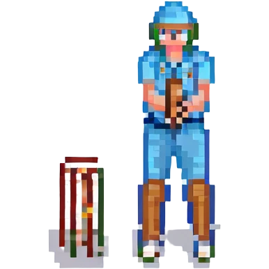 pixel art of a cricket game, retro pixel style emoji