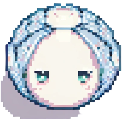 a cute white pearl, pixel art style, small size, simple face emoji