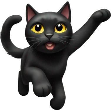 Black cat hunting birds emoji