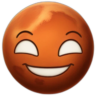 planet Mars with a cartoon smiling cat face with smiling eyes emoji