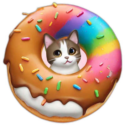 rainbow sprinkles donut with cat emoji