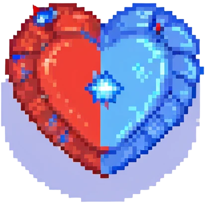 A red heart with a bright glowing blue star inside emoji