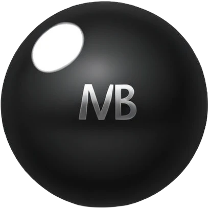 Black Ball with MB written on in the middle of it. Nothing else no holes or anything. emoji