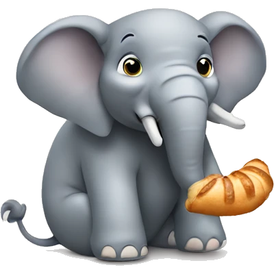 an elephant eating croissant emoji