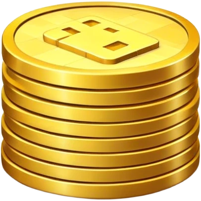 Clash of Clans aesthetic: Cinematic Playful Pixel 3D Coin Stack Portrait Emoji, rendered in a 3D vector-style similar to standard emojis with minimal shading and bold, simplified shapes. A compact, distinct form with signature details, softly glowing with a pixelated adventure charm. Simplified yet unmistakably iconic, highly detailed and consistent, glowing with a soft radiance and high shine. Stylized with a touch of classic pixel-art charm and a soft glowing outline, capturing the essence of a beloved gaming relic with a friendly, playful manner! emoji