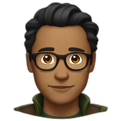 Brown guy, Loki hairstyle, no facial hair, round transparent glasses emoji