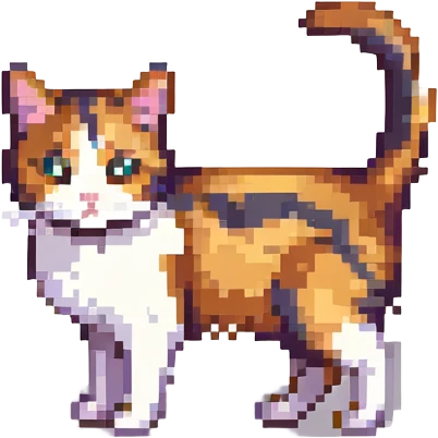 calico cat, small, retro emoji