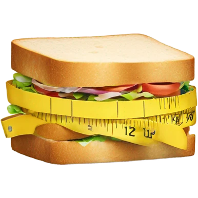 Sandwich with tape measure pulled tight like waist emoji