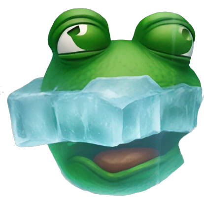 pepe the frog inside an icecube emoji