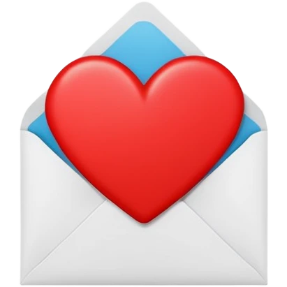white envelope with a red heart sticker in the center, smooth and clean, minimal details, bright and saturated colors, glossy highlight


 emoji