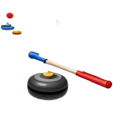 An icon showing a curling stone sliding across an icy rink toward the target, with sweeping players in action. The scene includes spectators, bright arena lights, and national flags, set against a clean, winter-themed background. Transparent background captures the focus and strategy of curling. emoji