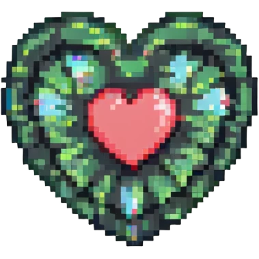 pixel art heart, with a highlight emoji