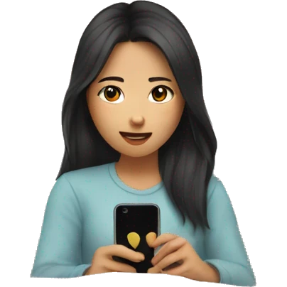 asian girl watching netflix on phone on bed emoji