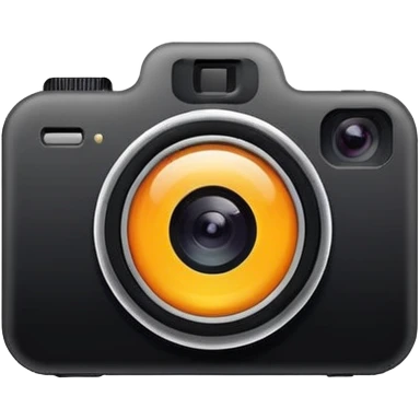Minimalistic flat vector icon, iOS style, thin black contour on white background. Smartphone with a camera lens symbol. No text, no shadows.
 emoji
