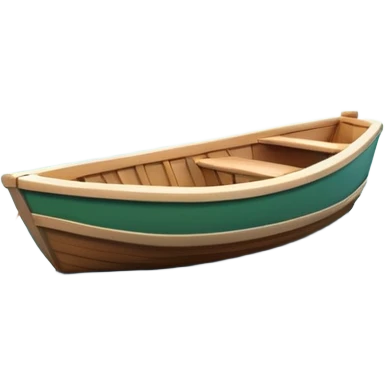 A 3D cartoon small boat floating on estuary water, with nearby reeds and horizon in view, bright lighting, photo frame, Memoji-style. emoji