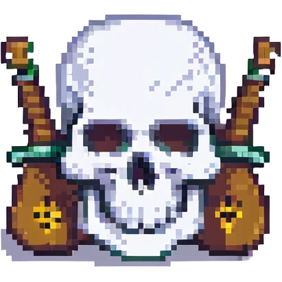 white skull and ace of spades, pixel art style emoji