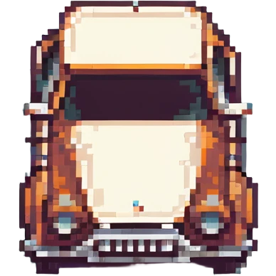 classic vintage car with blocky shapes and retro colors in pixel art style emoji