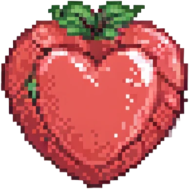 cherry red heart, pixel art style emoji