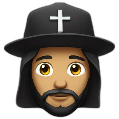 Black cap with Jesus written on it emoji