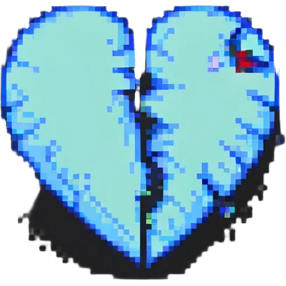 pixel art heart, broken in half emoji