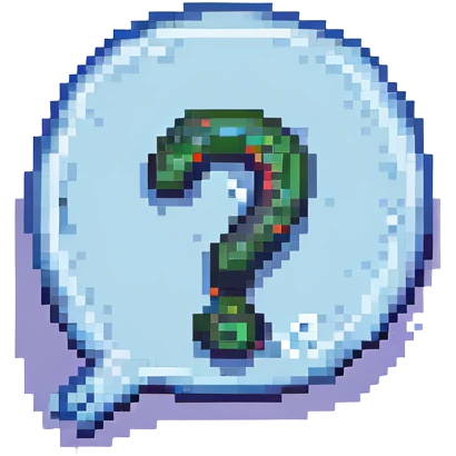 pixel art question bubble, outlined, minimal, with a question mark emoji