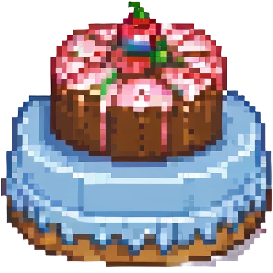 a slice of cake, pixel art style emoji