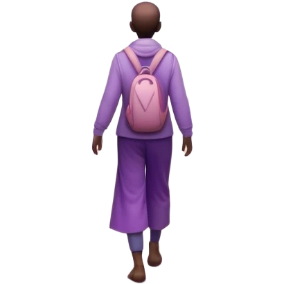 A small figure walks back across a foggy bridge, holding soft pink and purple orbs in each hand—symbolizing compassion and forgiveness. A gentle heart aura trails behind them, showing healing in motion. emoji