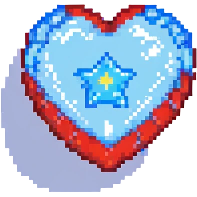 A red heart with a bright glowing blue star inside emoji