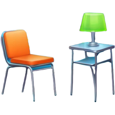 Window with neon reflection + empty chair, Apartment Windows. emoji