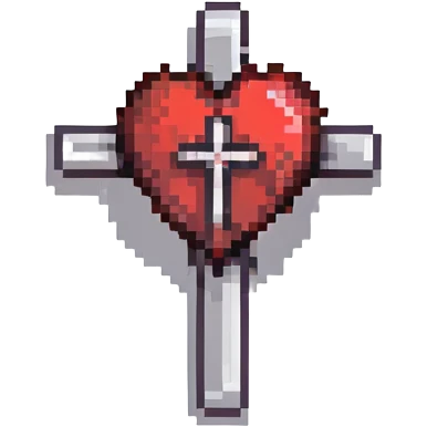 gothic heart with a silver cross emoji