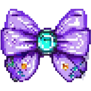 purple bow with a gem in the center pixel art emoji