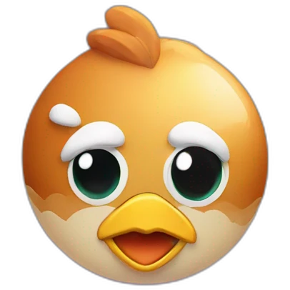 planet Jupiter with a cartoon smiling chicken face with smiling eyes emoji