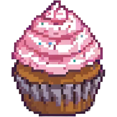 A cupcake with pink icing emoji