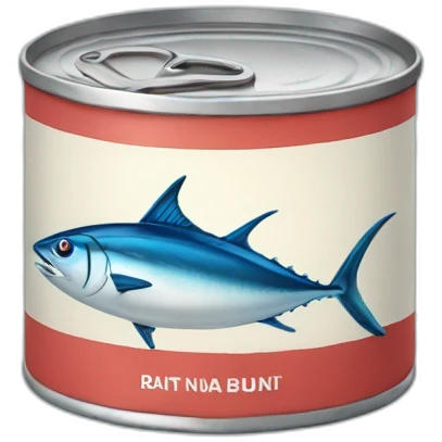 Realistic small can of tuna showing the shape of a boat only blue colors emoji