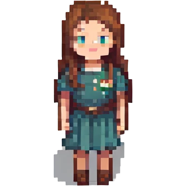 girl with brown hair, pixel art style emoji